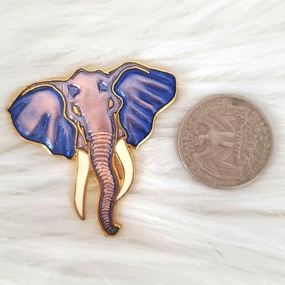 Vintage 1989 80s William Spear Enamel Champleve Handmade Elephant Brooch Pin 1.5 - Picture 4 of 10